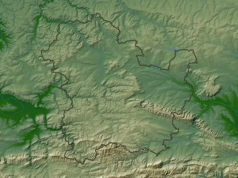 Targovishte, Bulgaria. Colored elevation map with lakes and rivers Stock Illustration