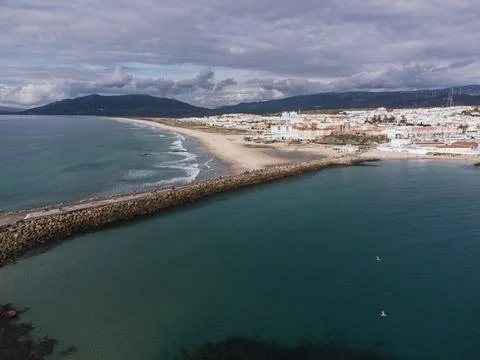 Tarifa, Cadiz town separating Atlantic and Mediterranean Sea Stock Photos