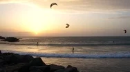 Tarifa Kite Surf At Sunset Stock Footage
