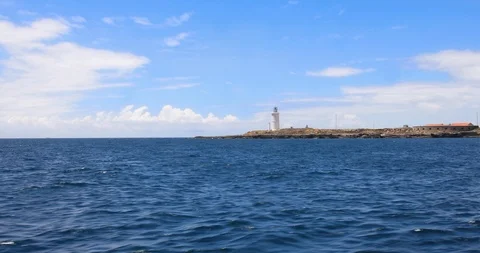 Tarifa lighthouse from the sea Stock Footage 91065289