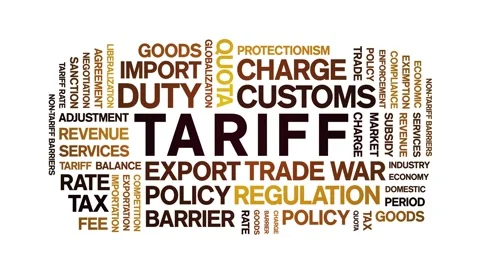 Tariff animated word cloud,animation tag text kinetic typography seamless loop. Video stock 310053537