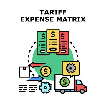 Tariff expense matrix calculating cost concept 스톡 일러스트