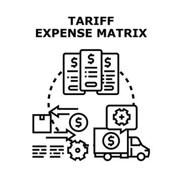Tariff expense matrix calculating cost concept 스톡 일러스트