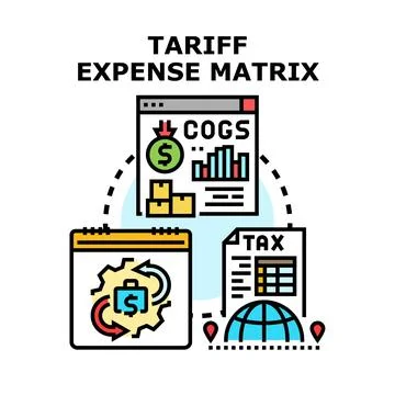 Tariff expense matrix financial planning and business analysis イラスト素材