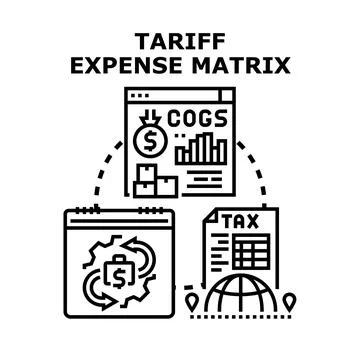Tariff expense matrix financial planning and business analysis 스톡 일러스트