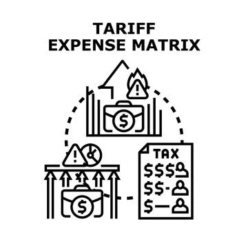 Tariff expense matrix planning income risk management Stock Illustration