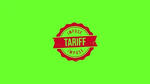 Tariff Imposed Stamp Animation Grunge Style Green Screen Video Stock Footage 326047637