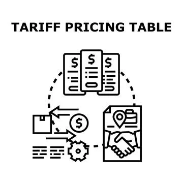 Tariff pricing table concept with business contract Illustrazione stock