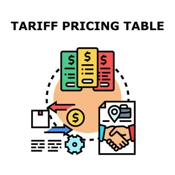 Tariff pricing table concept with business contract Stock Illustration
