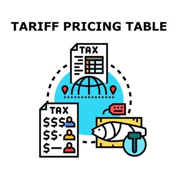 Tariff pricing table concept with global trade Stock Illustration