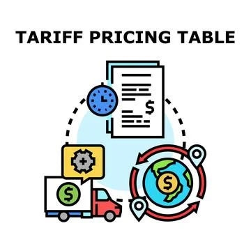 Tariff pricing table concept with global delivery costs Stock Illustration