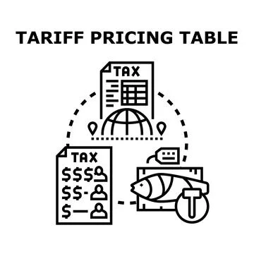 Tariff pricing table concept with global trade Stock Illustration