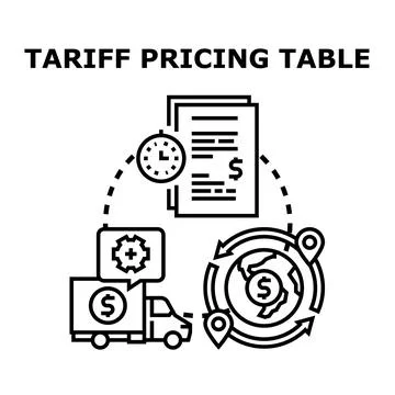 Tariff pricing table concept with global delivery costs Stock Illustration