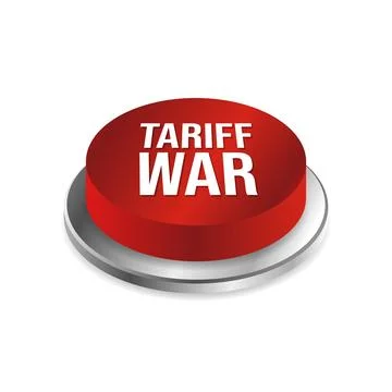 Tariff War Start Red Button Vector Illustration for Trade Conflict Concept Stock Illustration