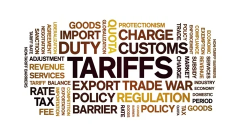 Tariffs animated word cloud,animation tag text kinetic typography seamless loop Stock-Footage 310046488