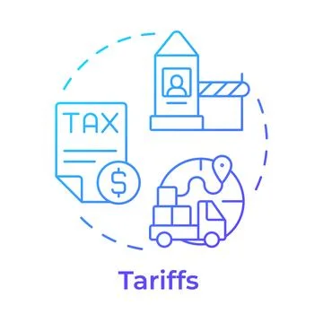 Tariffs blue gradient concept icon Stock Illustration