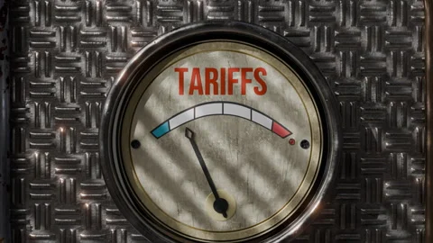 Tariffs Gauge Indicator Showing Low Levels With Metallic Background Stock Footage 318168031