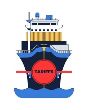 Tariffs on maritime trade 2D illustration concept Stock Illustration