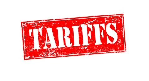 Tariffs text effect with grunge rubber stamp symbolizing trade Stock Illustration