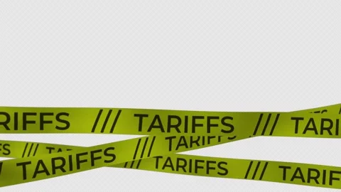 Tariffs Yellow Tape, Lower Third Overlay, Alpha Channel, Economic Trade Taxes Stock-Footage 346480690