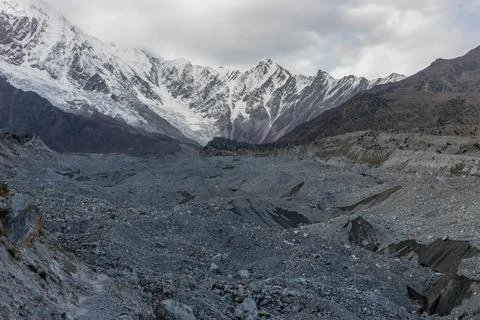 Tarishing glacier in Rupal valley, Gilgit-Baltistan region in Pakistan Stock Photos