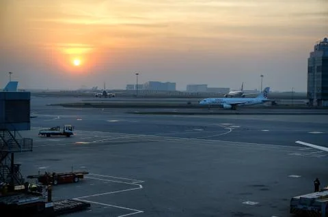 Tarmac in sunset Stock Photos