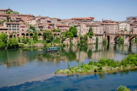 Tarn River as it passes through the city of Albi Stock Photos