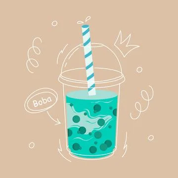 Taro Bubble tea. Milk tea with tapioca pearls. 스톡 일러스트