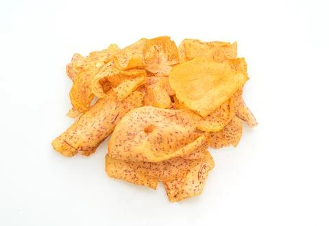 Taro chips on white background Stock Photos