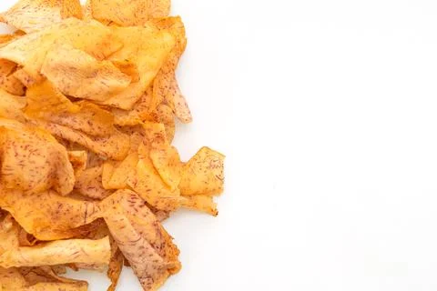 Taro chips on white background Stock Photos