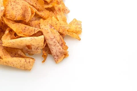 Taro chips on white background Stock Photos