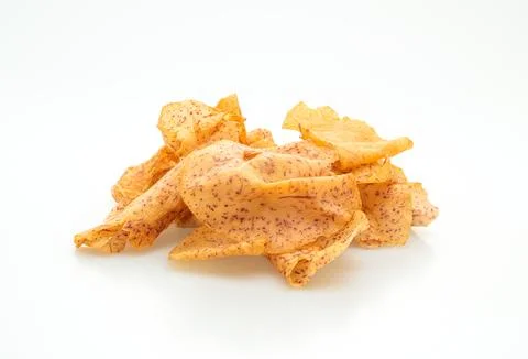 Taro chips on white background Stock Photos
