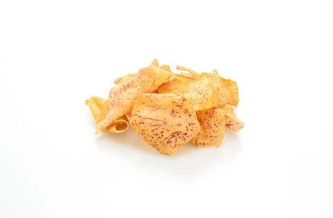 Taro chips on white background Stock Photos