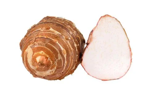 Taro root isolated on white background Stock Photos
