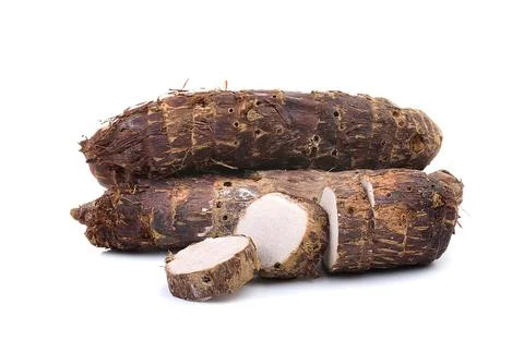 Taro root isolated on white background Stock Photos