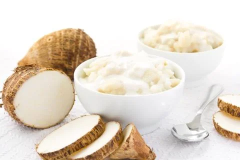 Taro root rice pudding Stock Photos