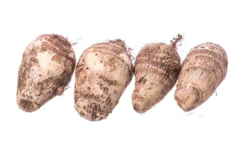 Taro root on white Stock Photos