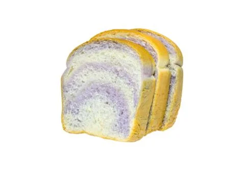 Taro sliced bread close up  on white background Stock Photos
