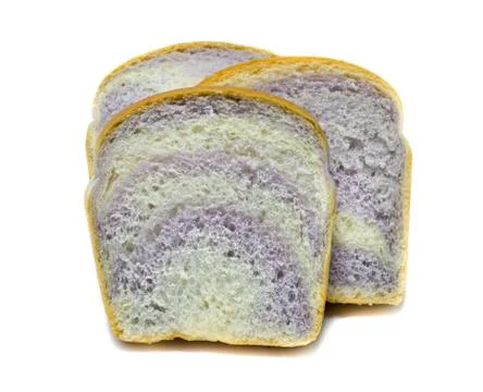 Taro sliced bread close up  on white background Stock Photos