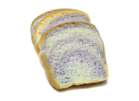 Taro sliced bread close up  on white background Stock Photos