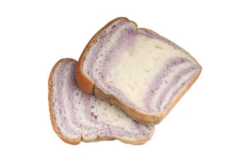Taro slices of bread on a white background Stock Photos