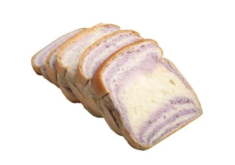 Taro slices of bread on a white background Stock Photos