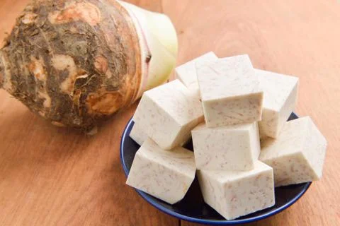 Taro on wood table background Stock Photos