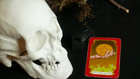 Tarot card ace of pentacles Stock Footage 235000188