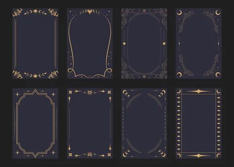 Tarot card border templates. Set of various tarot card frames Stock Illustration