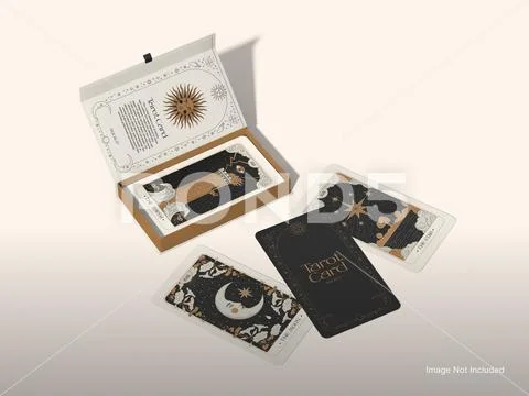 Tarot Card with Box Packaging Mockup 3D Rendering PSD Template