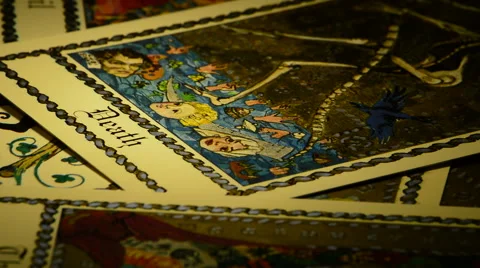 Tarot card of death and the devil gyrating Stock Footage 68201216