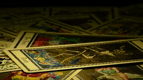 Tarot card of death and the devil in rotation Stock Footage 68205493