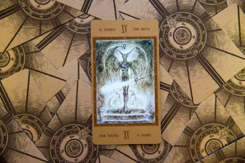Tarot card The Devil. Labirinth tarot deck. Esoteric background. Stock Photos
