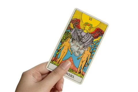 Tarot card, The Lovers. Stock Photos